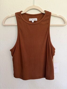 NWT ALL THE WAYS Ribbed Tank Top Brown Revolve Size M